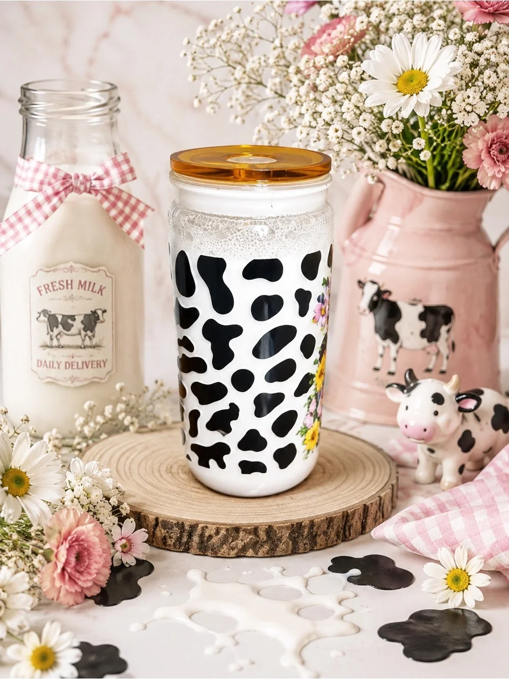 🐄 Moo-d About Milk™ GlitterSip Snow Globe Tumbler